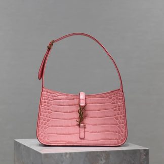 Replica Saint Laurent Le 5 à 7 Hobo Crocodile Bag Rose