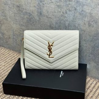 Replica Saint Laurent Quilted Embossed Leather Monogram Clutch