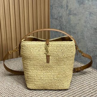 Replica Saint Laurent Le 37 Raffia Bucket Bag