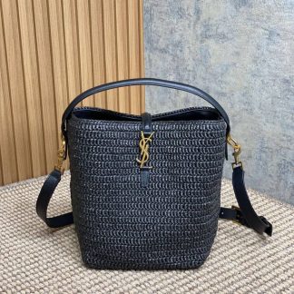 Replica Saint Laurent Raffia Le 37 Bucket Bag Black