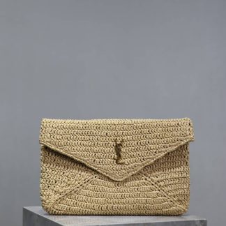 Replica Saint Laurent Cassandre Raffia Large Envelope Pouch