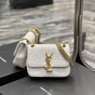 Replica Saint Laurent Jamie Lock Baguette Wool Mini Shoulder Bag