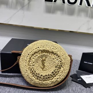 Replica Saint Laurent Round Basket Weave Crossbody Bag