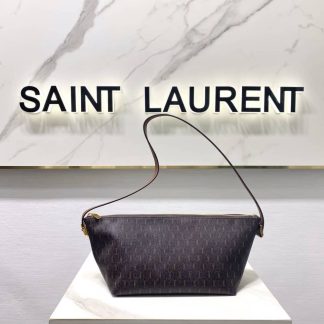 Replica Saint Laurent Le Monogramme Canvas Smooth Calfskin Crossbody Bag Chestnut