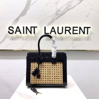 Replica Saint Laurent Sac De Jour Smooth Leather Straw Bag