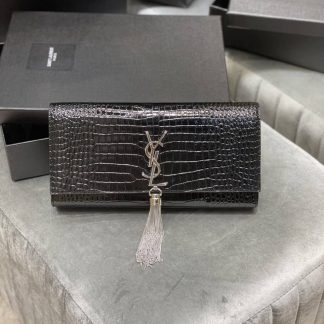 Replica Saint Laurent Kate Tassel Calfskin Embossed Chain Clutch