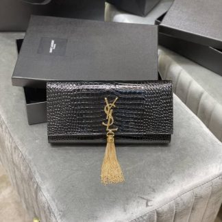 Replica Saint Laurent Kate Tassel Calfskin Embossed Chain Clutch