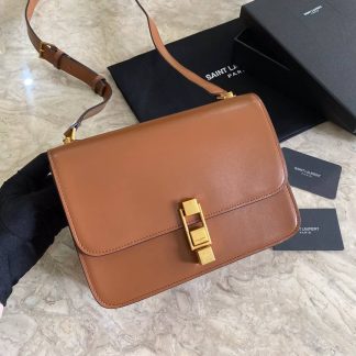 Replica Saint Laurent Smooth Calfskin Carre Satchel Brown