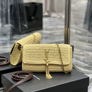 Replica Saint Laurent Monogram Tassel Kate 99 Raffia shoulder bag