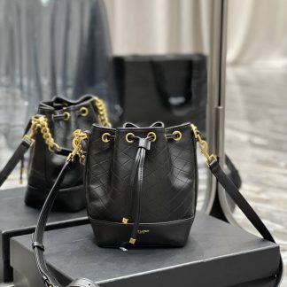 Replica Saint Laurent Emmanuelle Quilted Lambskin Small Bucket Bag Black