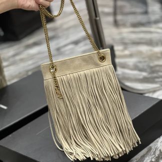 Replica Saint Laurent Suede Small Grace Shoulder Bag Grey