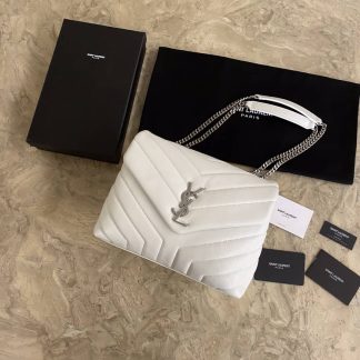 Replica Saint Laurent Loulou Quilted Leather Shoulder Bag Off white