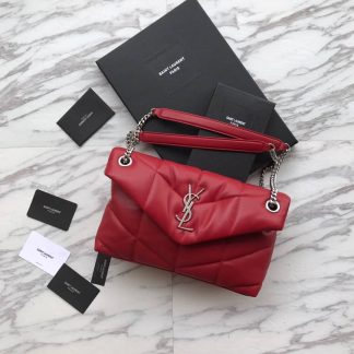 Replica Saint Laurent Loulou Puffer Quilted Lambskin Shoulder Bag Red