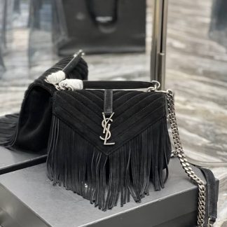 Replica Saint Laurent Classic Monogram Fringe Matelasse Suede College Bag