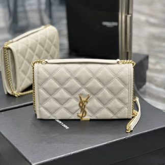 Replica Saint Laurent Quilted Lambskin Becky Mini Chain Bag White