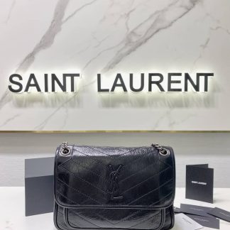 Replica Saint Laurent Niki Baby Crinkled Leather Medium Shoulder Bag