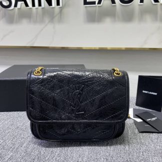 Replica Saint Laurent Niki Baby Crinkled Leather Small Shoulder Bag