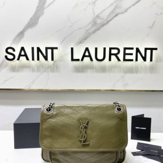 Replica Saint Laurent Niki Baby Crinkled Leather Medium Shoulder Bag