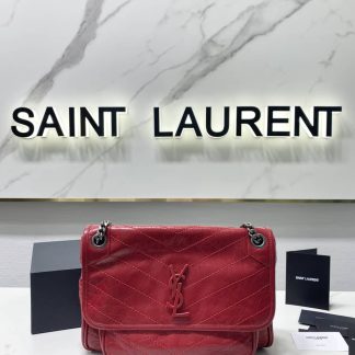 Replica Saint Laurent Niki Baby Crinkled Leather Medium Shoulder Bag