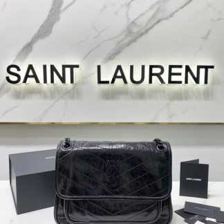 Replica Saint Laurent Niki Baby Crinkled Leather Medium Shoulder Bag