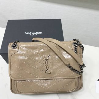 Replica Saint Laurent Niki Baby Crinkled Leather Medium Shoulder Bag