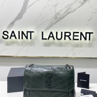 Replica Saint Laurent Niki Baby Crinkled Leather Medium Shoulder Bag