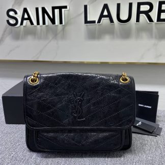 Replica Saint Laurent Niki Baby Crinkled Leather Medium Shoulder Bag