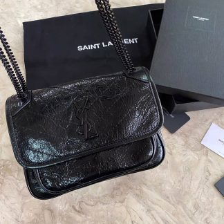 Replica Saint Laurent Niki Baby Crinkled Leather Medium Shoulder Bag