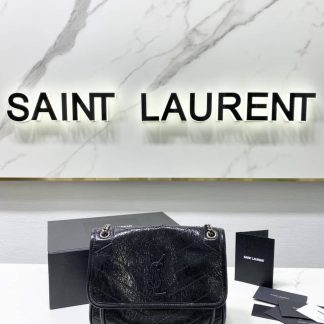 Replica Saint Laurent Niki Baby Crinkled Leather Medium Shoulder Bag