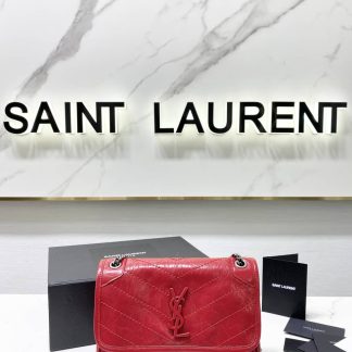 Replica Saint Laurent Niki Baby Crinkled Leather Medium Shoulder Bag