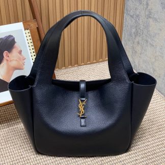 Replica Saint Laurent Grained Deerskin Bea Tote Black