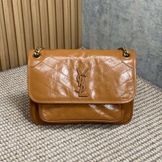 Replica Saint Laurent vintage brown leather Baby Niki chain bag