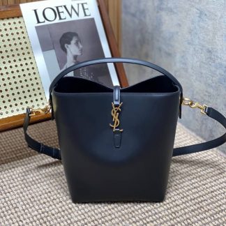 Replica Saint Laurent Le 37 leather bucket bag black