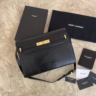 Replica Saint Laurent Manhattan Croc-Effect Leather Shoulder Bag