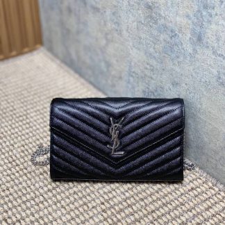 Replica Saint Laurent Monogram Envelope Quilted Leather Wallet On Chain