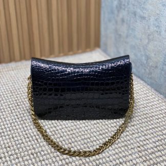 Replica Saint Laurent Elise Leather Chain Shoulder Handbag Black