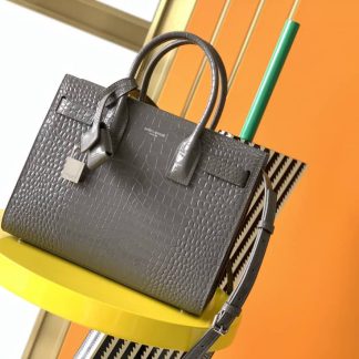 Replica Saint Laurent Calfskin Crocodile Embossed Sac De Jour Small Tote