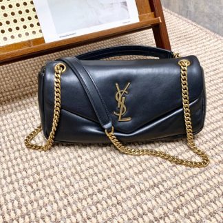 Replica Saint Laurent Calypso Logo Plaque Leather Shoulder Bag