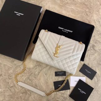 Replica Saint Laurent Envelope quilted textured-leather Chain shoulder bag