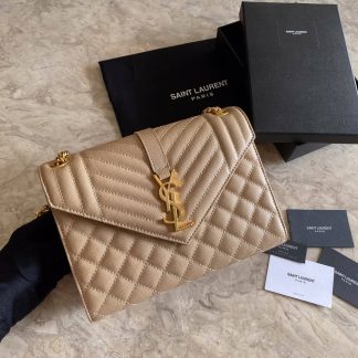 Replica Saint Laurent Envelope quilted textured-leather Chain shoulder bag