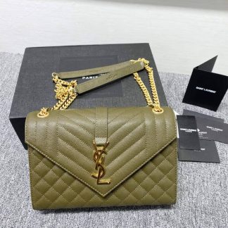 Replica Saint Laurent Envelope quilted textured-leather Chain shoulder bag