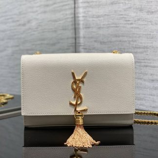 Replica Saint Laurent Kate Tassel Chain Leather Shoulder Bag off white