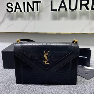 Replica Saint Laurent Gaby Envelope Croc-embossed Satchel Bag