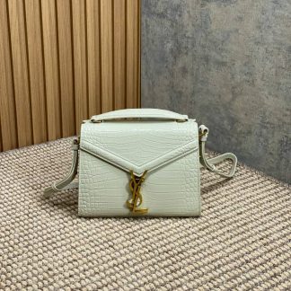 Replica Saint Laurent Crocodile Embossed Monogram Cassandra Top Handle Bag