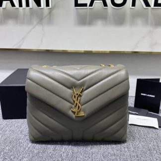 Replica Saint Laurent Monogram Loulou Calfskin Y Quilted Chain Small Satchel