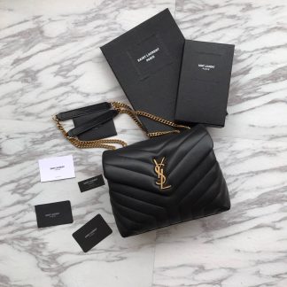 Replica Saint Laurent Monogram Loulou Calfskin Y Quilted Chain Small Satchel