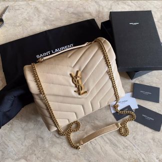 Replica Saint Laurent Monogram Loulou Calfskin Y Quilted Chain Small Satchel