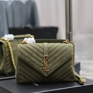 Replica Saint Laurent Monogram College Chain Satchel Bag Loden Green