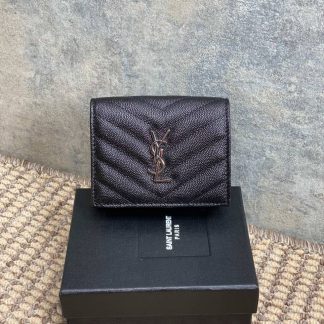 Replica Saint Laurent Leather Logo Folding Wallet