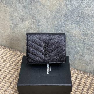 Replica Saint Laurent Leather Logo Folding Wallet